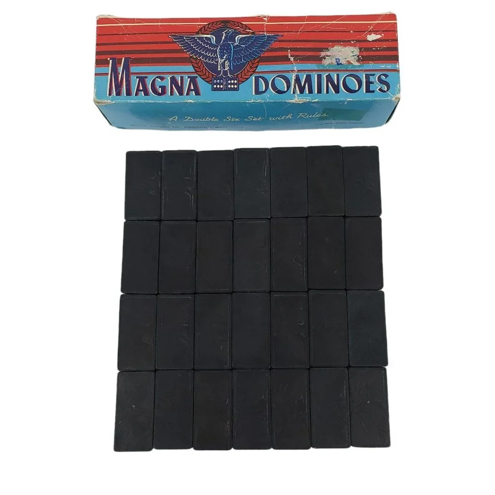 Vintage Milton Bradley Magna Dominoes 28 Pieces Double Six Set No. 225